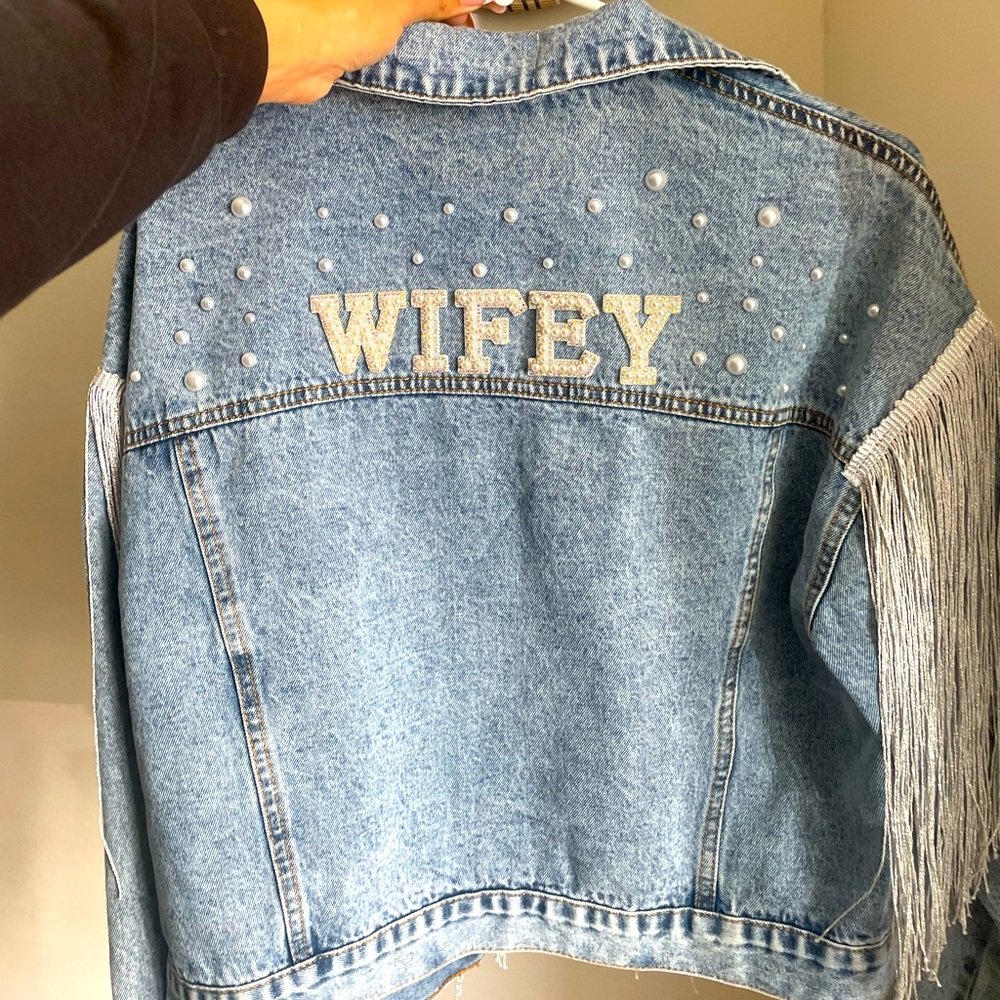 Jean wifey jacket. bought this for my bachelorette and never wore it.